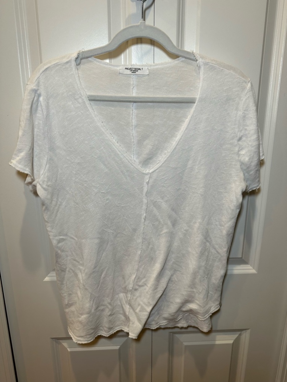 Project Social T Women's White V-Neck Short Sleeve Tee - Picture 2 of 5